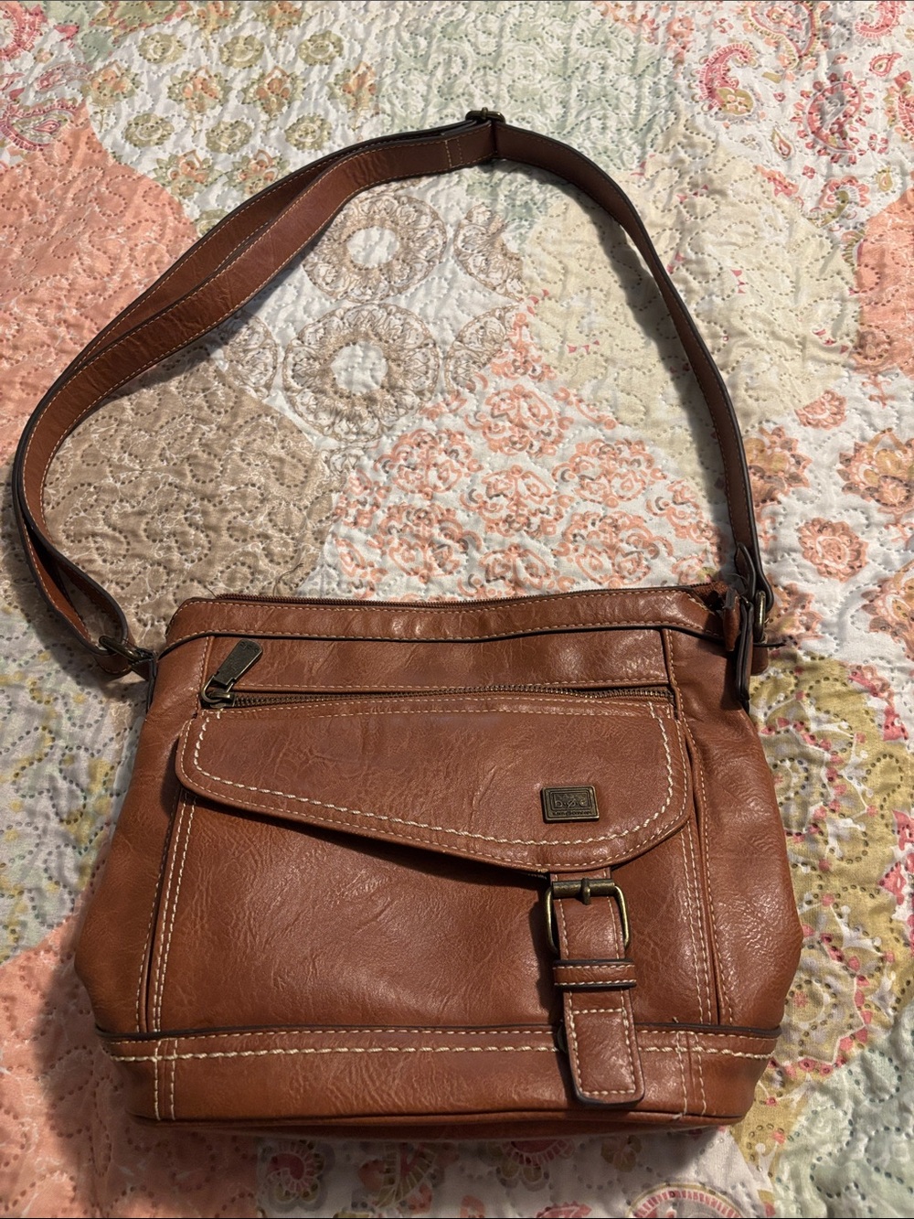 Womens BOC Brown Leather Crossbody Bag - Casual Everyday Shoulder Bag